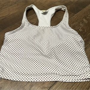 Kortni Jeane Racerback‎ White/Black Polka Dot Swim Top Size XS